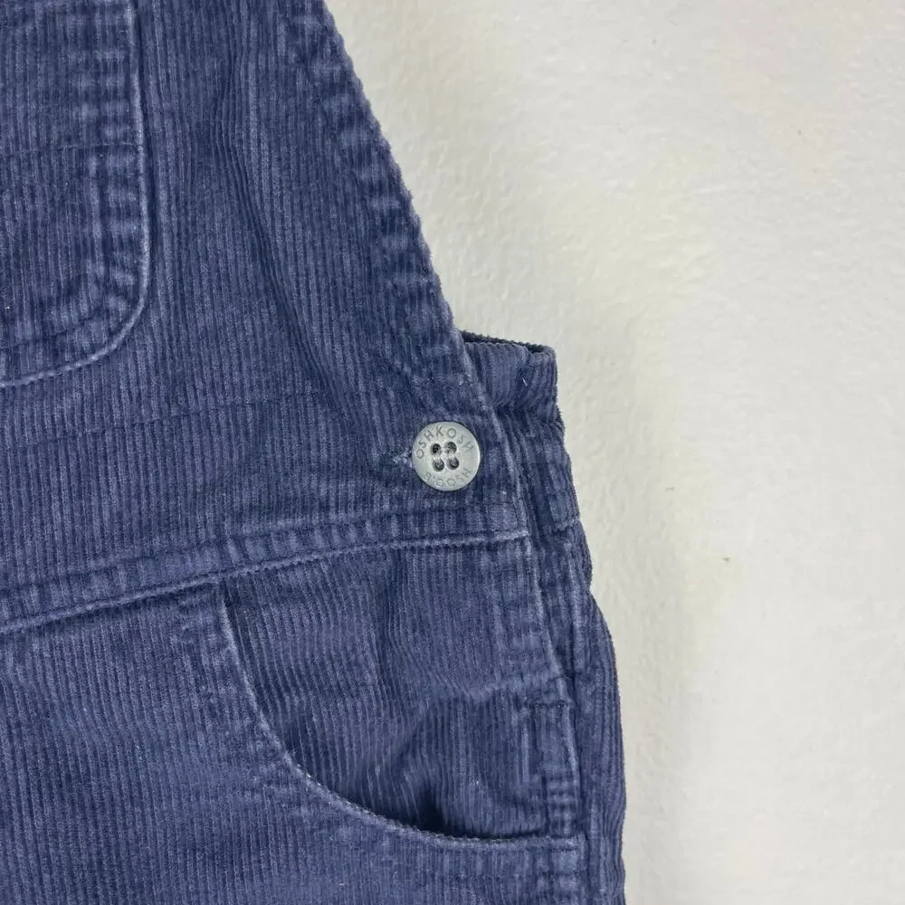 VTG Osh Kosh B'Gosh Navy Blue Corduroy Vestbak Bib Overalls Kids Size 24 Months